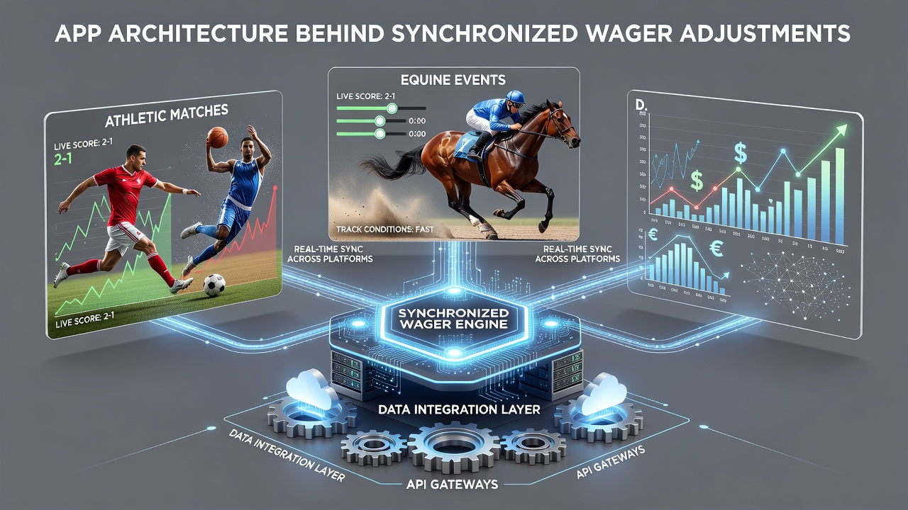 Illustration of scalable cloud infrastructure supporting synchronized updates for athletic, equine, and digital table wagering