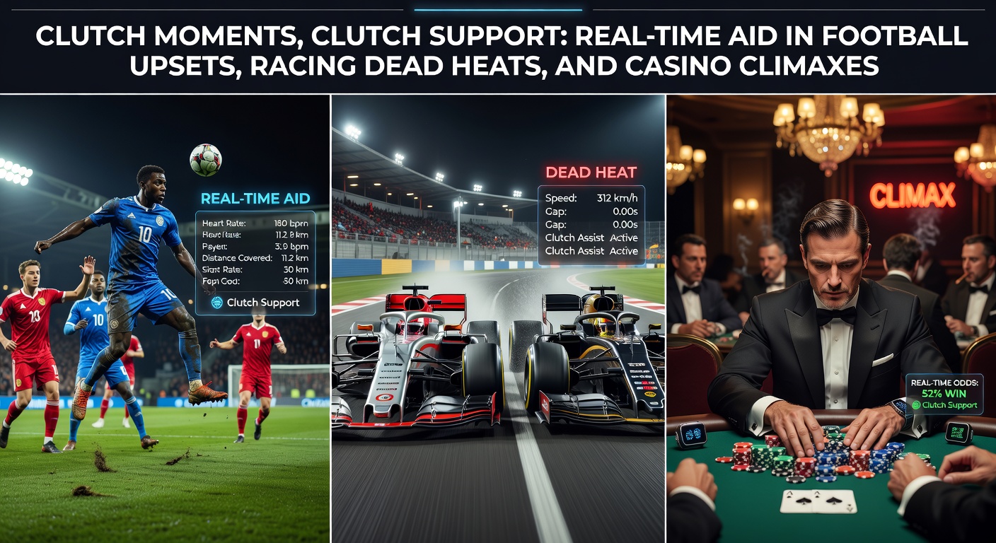 Crowd erupting during a last-minute football upset, with bettors checking live odds on phones