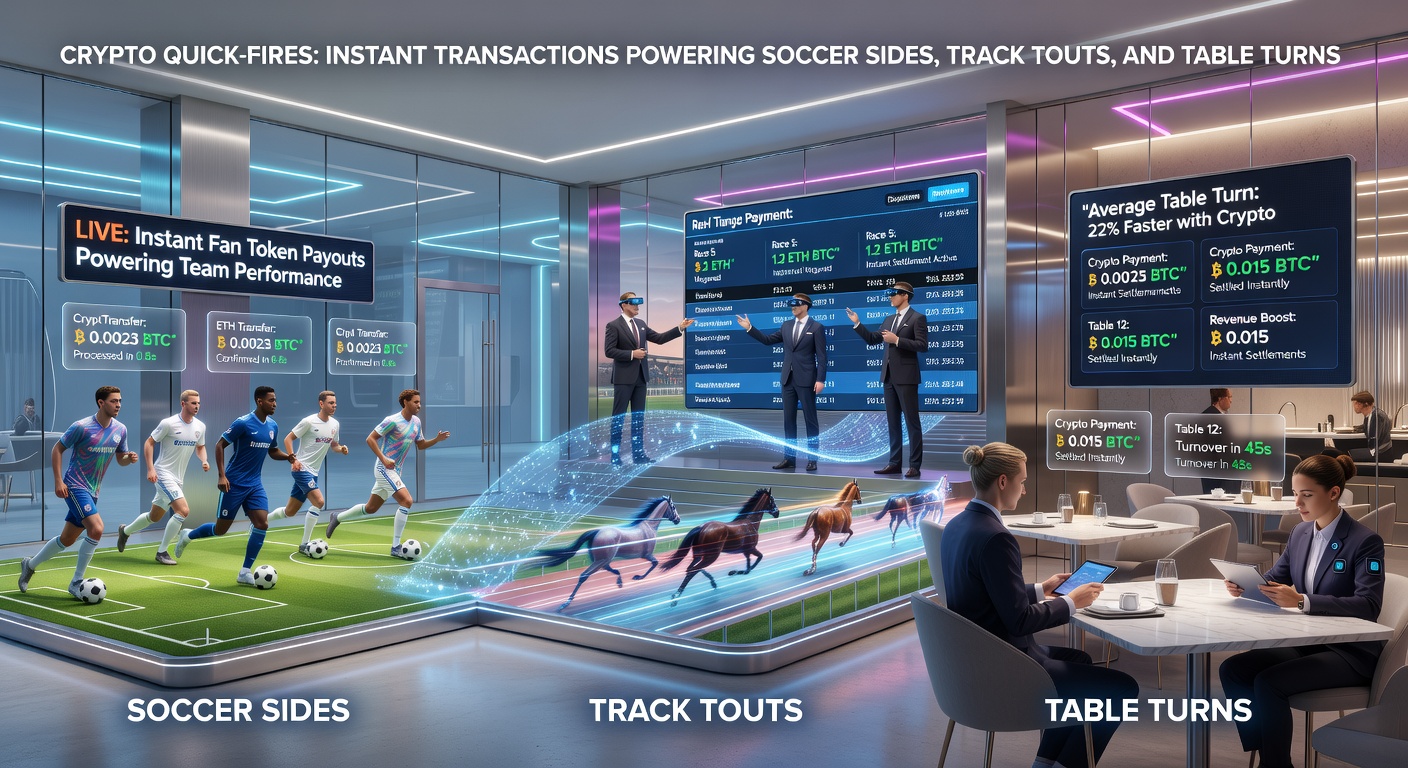 Horse racing track with overlaid crypto wallet interfaces and soccer pitch highlights during live betting action