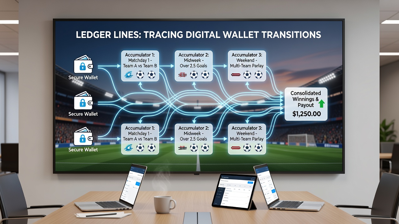 Close-up of smartphone showing ledger entries for accumulator, forecast, and bonus transactions