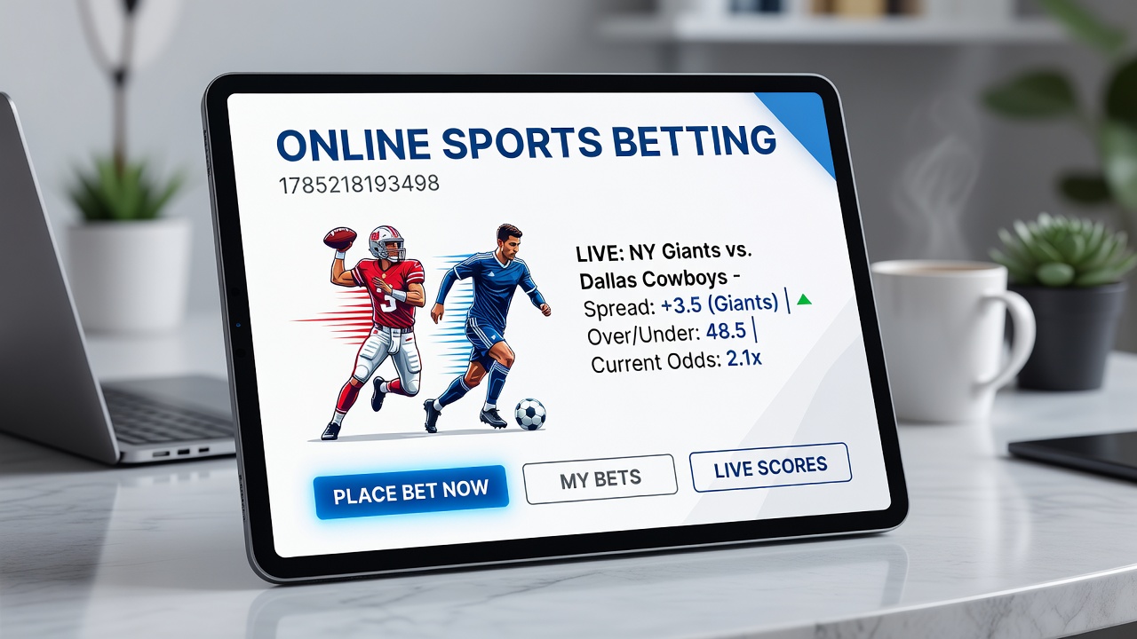 Diverse group of users engaging with online sports betting apps on tablets and smartphones