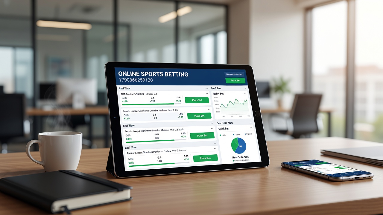 Mobile app screenshot displaying live sports betting options and account management tools