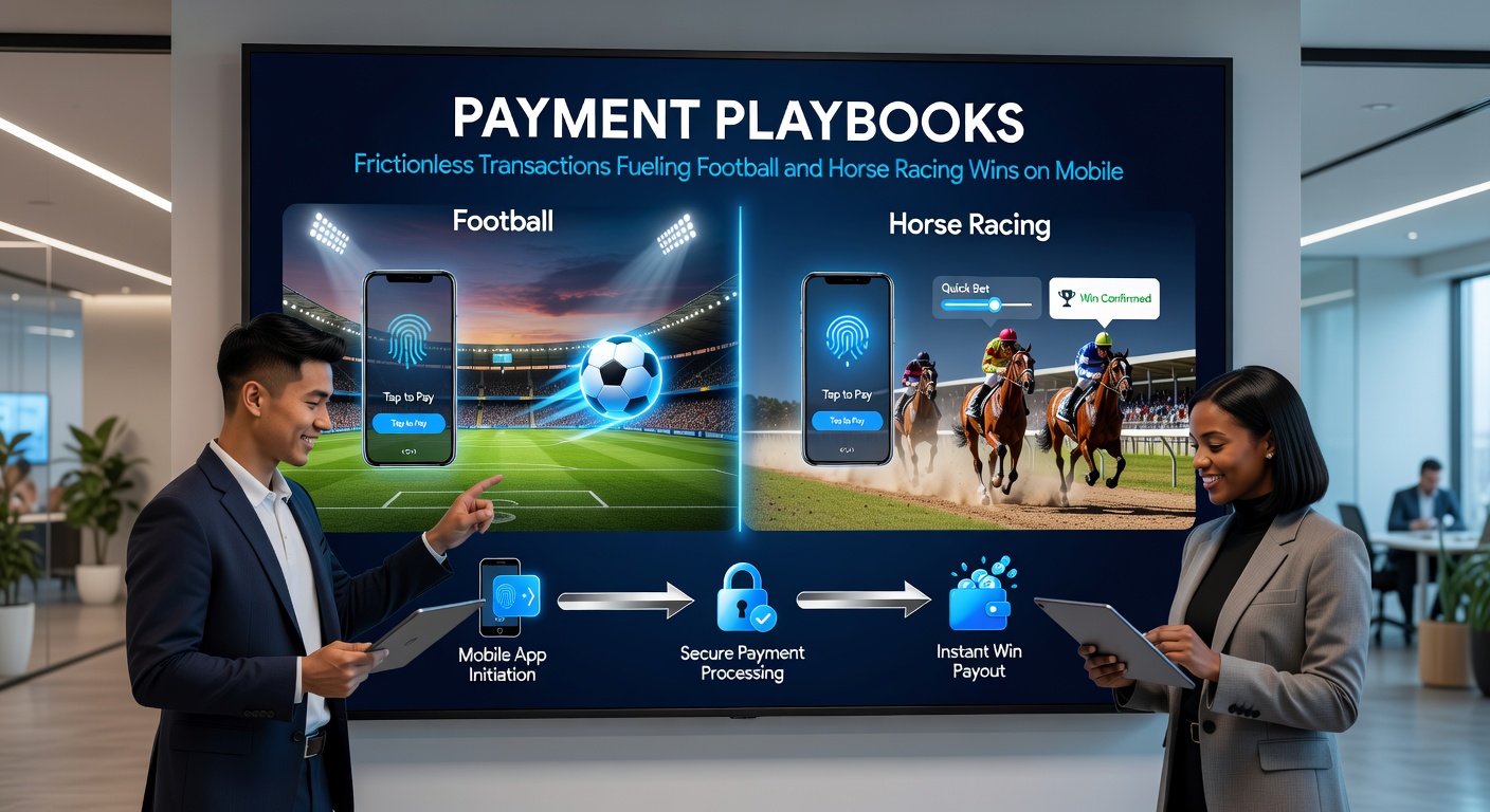 Close-up of a racecourse scene on a mobile screen with overlay payment confirmation popping up as horses cross the finish line