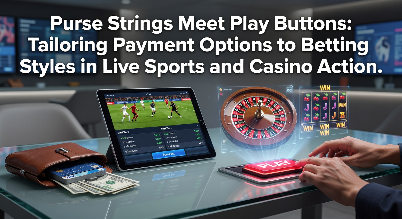 A dynamic split-image showing a soccer player mid-kick on one side and a roulette wheel spinning on the other, with digital payment icons overlayed like e-wallets and crypto symbols flowing between them