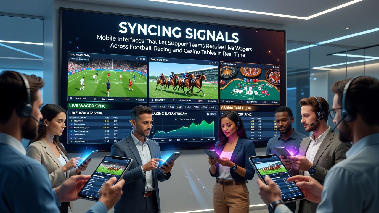 Mobile support interface displaying live wager updates across football matches, horse races, and casino tables