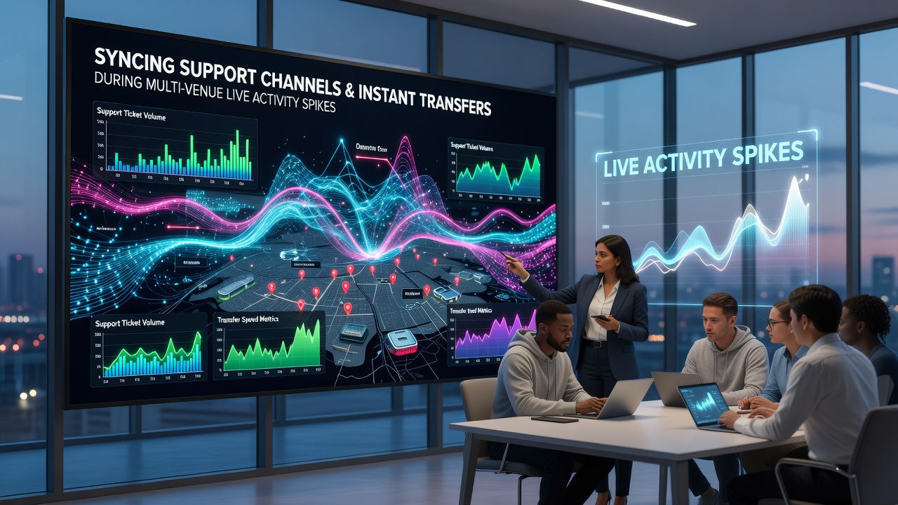 Support agents monitoring real-time dashboards during a multi-venue betting surge